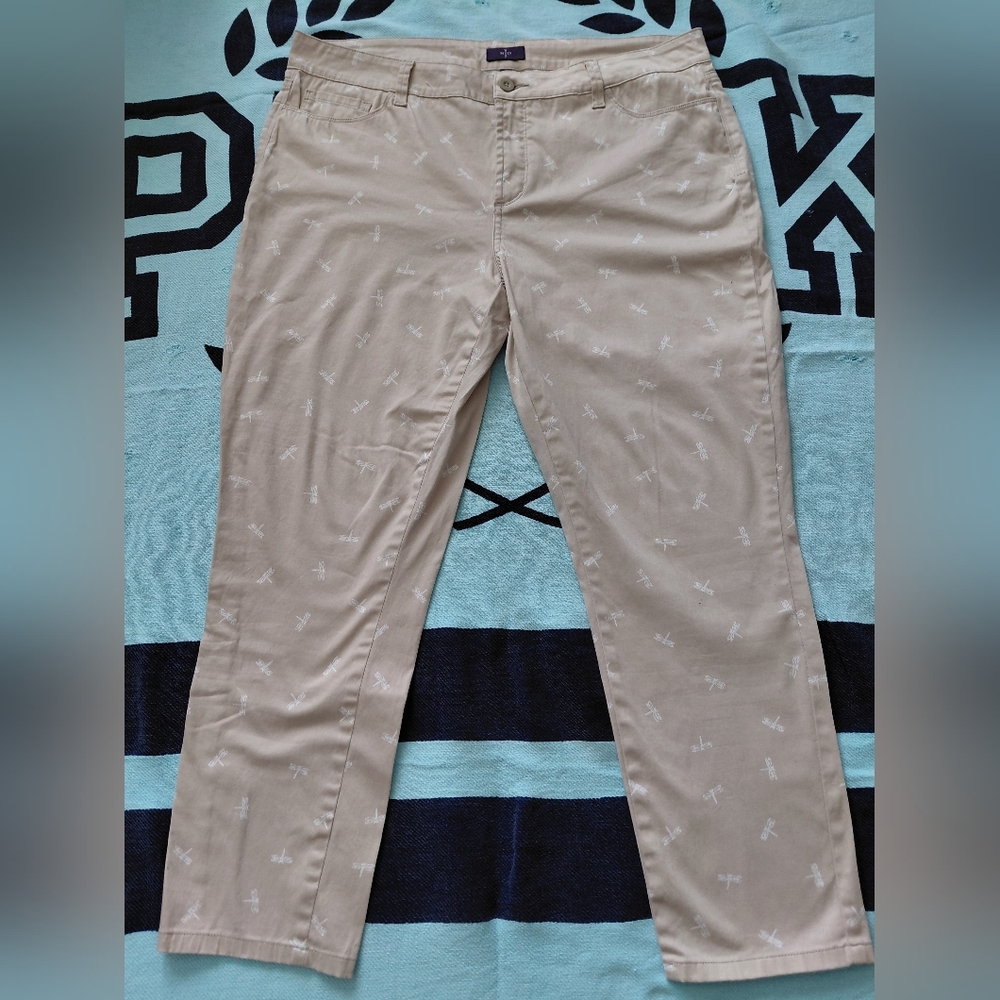 Womens NxD  Beige Patterned Chino Pants Cotton Stretch Size 14 L.New Without Tag